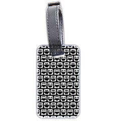 Black And White Owl Pattern Luggage Tag (two Sides) by GardenOfOphir