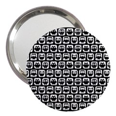 Black And White Owl Pattern 3  Handbag Mirrors by GardenOfOphir