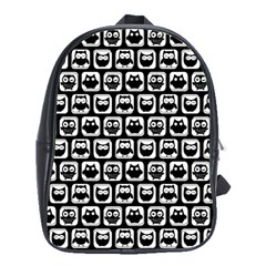 Black And White Owl Pattern School Bag (xl) by GardenOfOphir