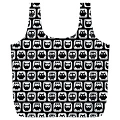 Black And White Owl Pattern Full Print Recycle Bag (xl) by GardenOfOphir