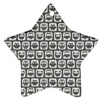 Gray And White Owl Pattern Star Ornament (Two Sides) Front