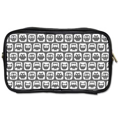 Gray And White Owl Pattern Toiletries Bag (one Side) by GardenOfOphir