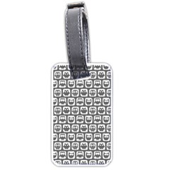 Gray And White Owl Pattern Luggage Tag (one Side) by GardenOfOphir