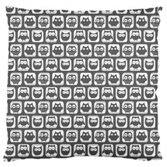 Gray And White Owl Pattern Standard Premium Plush Fleece Cushion Case (one Side)