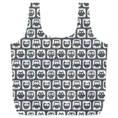 Gray And White Owl Pattern Full Print Recycle Bag (xxl) by GardenOfOphir