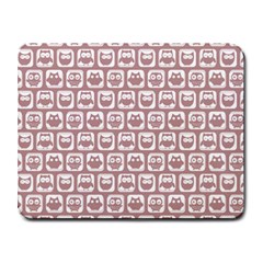 Light Pink And White Owl Pattern Small Mousepad by GardenOfOphir
