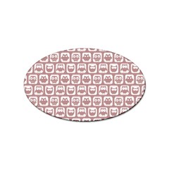 Light Pink And White Owl Pattern Sticker (oval) by GardenOfOphir