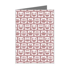 Light Pink And White Owl Pattern Mini Greeting Card