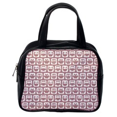 Light Pink And White Owl Pattern Classic Handbag (one Side) by GardenOfOphir