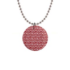 Red And White Owl Pattern 1  Button Necklace