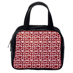 Red And White Owl Pattern Classic Handbag (one Side) by GardenOfOphir