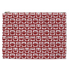 Red And White Owl Pattern Cosmetic Bag (xxl) by GardenOfOphir