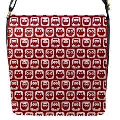 Red And White Owl Pattern Flap Closure Messenger Bag (s) by GardenOfOphir
