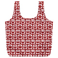 Red And White Owl Pattern Full Print Recycle Bag (xxl) by GardenOfOphir