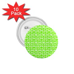 Lime Green And White Owl Pattern 1 75  Buttons (10 Pack) by GardenOfOphir