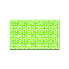 Lime Green And White Owl Pattern Sticker Rectangular (10 Pack) by GardenOfOphir
