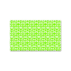 Lime Green And White Owl Pattern Sticker Rectangular (100 Pack) by GardenOfOphir