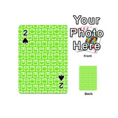 Lime Green And White Owl Pattern Playing Cards 54 Designs (mini) by GardenOfOphir