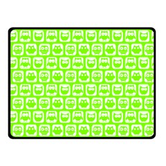 Lime Green And White Owl Pattern Fleece Blanket (small) by GardenOfOphir