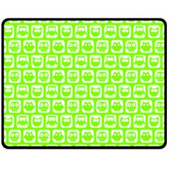 Lime Green And White Owl Pattern Fleece Blanket (medium) by GardenOfOphir