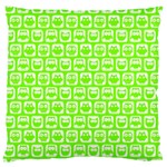 Lime Green And White Owl Pattern Large Premium Plush Fleece Cushion Case (Two Sides) Front