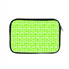 Lime Green And White Owl Pattern Apple Macbook Pro 15  Zipper Case by GardenOfOphir