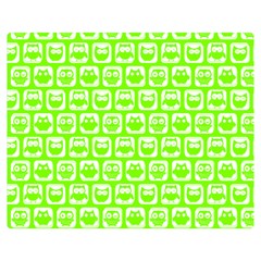 Lime Green And White Owl Pattern One Side Premium Plush Fleece Blanket (medium) by GardenOfOphir