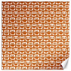 Orange And White Owl Pattern Canvas 12  X 12  by GardenOfOphir