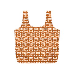 Orange And White Owl Pattern Full Print Recycle Bag (s) by GardenOfOphir