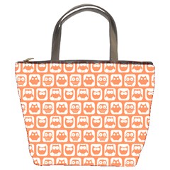 Coral And White Owl Pattern Bucket Bag by GardenOfOphir