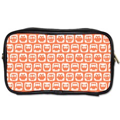 Coral And White Owl Pattern Toiletries Bag (one Side) by GardenOfOphir