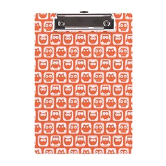 Coral And White Owl Pattern A5 Acrylic Clipboard by GardenOfOphir