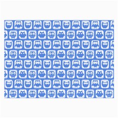 Blue And White Owl Pattern Large Glasses Cloth (2 Sides) by GardenOfOphir