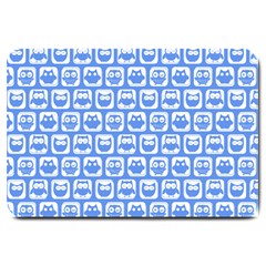 Blue And White Owl Pattern Large Doormat by GardenOfOphir