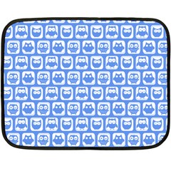 Blue And White Owl Pattern One Side Fleece Blanket (mini) by GardenOfOphir