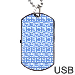 Blue And White Owl Pattern Dog Tag Usb Flash (two Sides) by GardenOfOphir