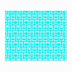 Aqua Turquoise And White Owl Pattern Small Glasses Cloth (2 Sides) by GardenOfOphir