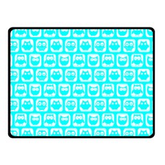 Aqua Turquoise And White Owl Pattern One Side Fleece Blanket (small) by GardenOfOphir