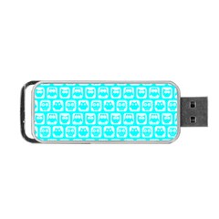 Aqua Turquoise And White Owl Pattern Portable Usb Flash (one Side) by GardenOfOphir