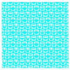 Aqua Turquoise And White Owl Pattern Wooden Puzzle Square