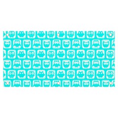 Aqua Turquoise And White Owl Pattern Banner And Sign 6  X 3  by GardenOfOphir