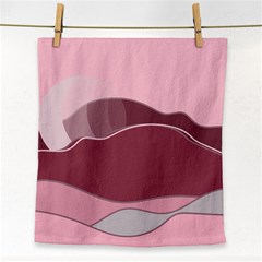 Hills Water Lake Sun Sunrise Lines Drawing Boho Face Towel