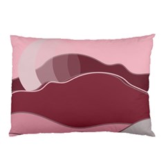 Hills Water Lake Sun Sunrise Lines Drawing Boho Pillow Case (two Sides)
