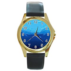 Ai Generated Ocean Sea Fish Underwater Water Round Gold Metal Watch by Ravend