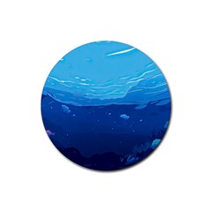 Ai Generated Ocean Sea Fish Underwater Water Rubber Coaster (round) by Ravend