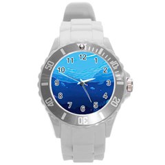 Ai Generated Ocean Sea Fish Underwater Water Round Plastic Sport Watch (l)