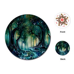 Trees Forest Mystical Forest Nature Playing Cards Single Design (round)