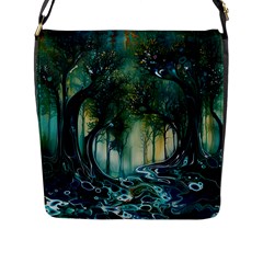 Trees Forest Mystical Forest Nature Flap Closure Messenger Bag (l)