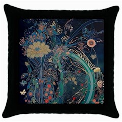 Ai Generated Flower Trees Forest Mystical Forest Throw Pillow Case (black)