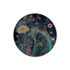 Ai Generated Flower Trees Forest Mystical Forest Rubber Coaster (round) by Ravend